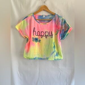 Happy Size Large Tie Die T Shirt Cropped Loose Fit Comfortable H&M Design